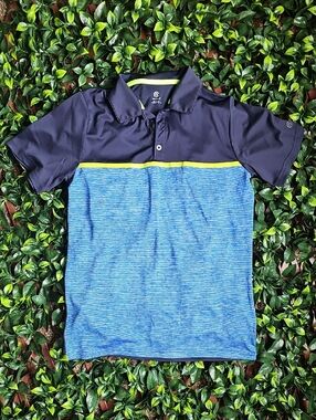 Champion Boys Navy/Blue Space Dye Athletic Polo Shirt Size XL 16-18 Neon Accent